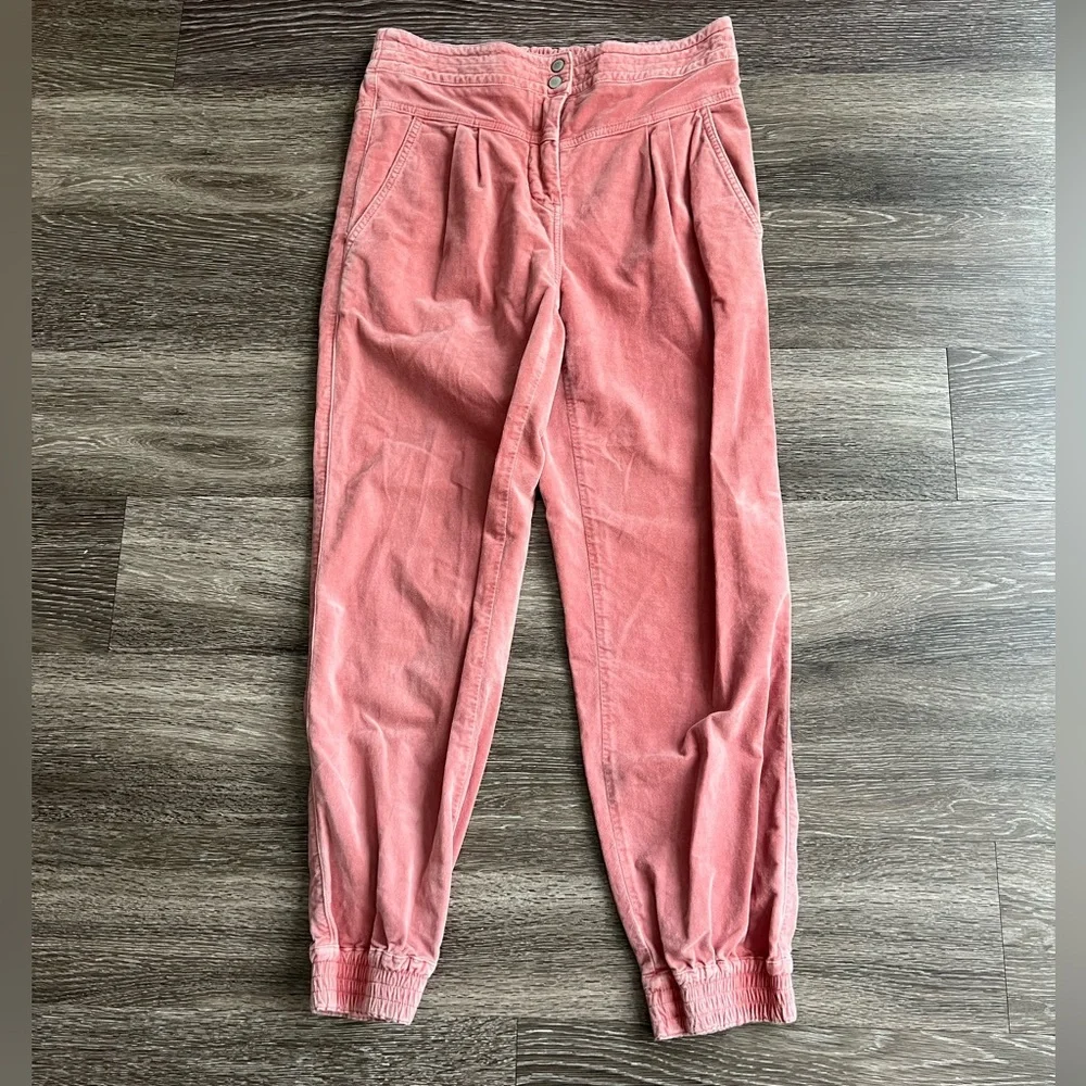Anthropologie Kalea Pleated Corduroy Jogger Pants Pink - Picture 3 of 9